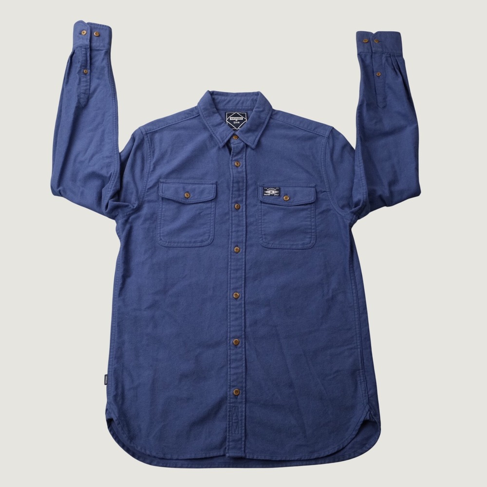 Superdry Shirt Goods & Supply Workwear S Blue Cotton Long Sleeve